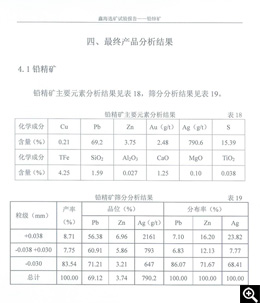铅精矿主要元素分析结果 